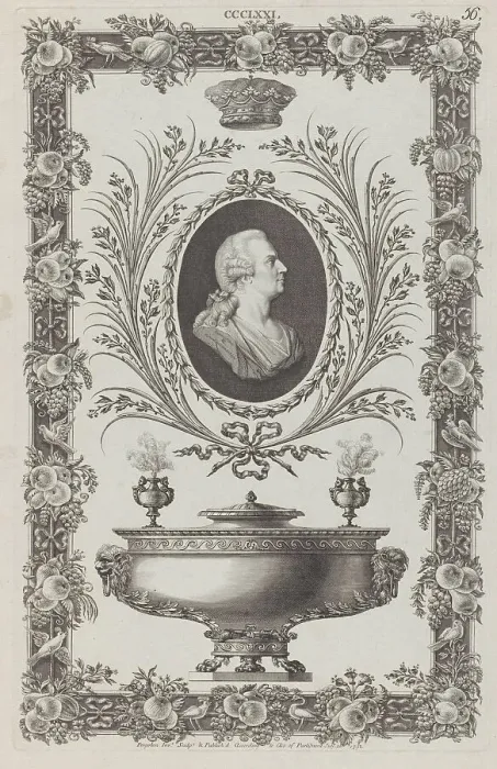 Framed Print : Portrait of the Duke of Northumberland, Vase and Ornamental Frame, no. CCCLXXI ('... July 26, 1792. Creator: Michelangelo Pergolesi. Portrait of the Duke of Northumberland, Vase and Ornamental Frame, no. CCCLXXI ('... July 26, 1792)