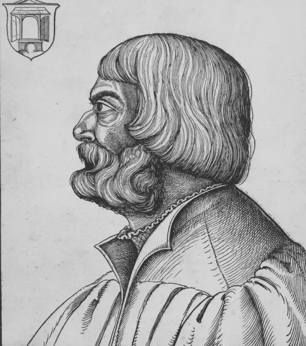 Framed Print : Portrait of Dürer, early 16th century. Creator: Erhard Schon Framed Print : Portrait of Dürer, early 16th century. Creator: Erhard Schon
