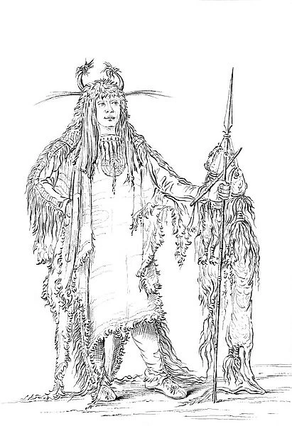 Portrait of Eagle Ribs, Native American Man, 1841. Artist: Myers and Co