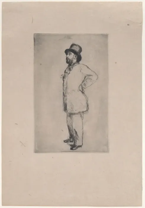 Framed Print : Portrait of Edgar Degas, wearing a hat, 1876. Creator: Marcellin-Gilbert Desboutin Framed Print : Portrait of Edgar Degas, wearing a hat, 1876. Creator: Marcellin-Gilbert Desboutin