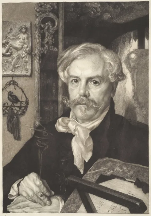 Framed Print : Portrait of Edmond de Goncourt (1822-1896), 1882. Creator: Bracquemond, Felix (1833-1914) Framed Print : Portrait of Edmond de Goncourt (1822-1896), 1882. Creator: Bracquemond, Felix (1833-1914)