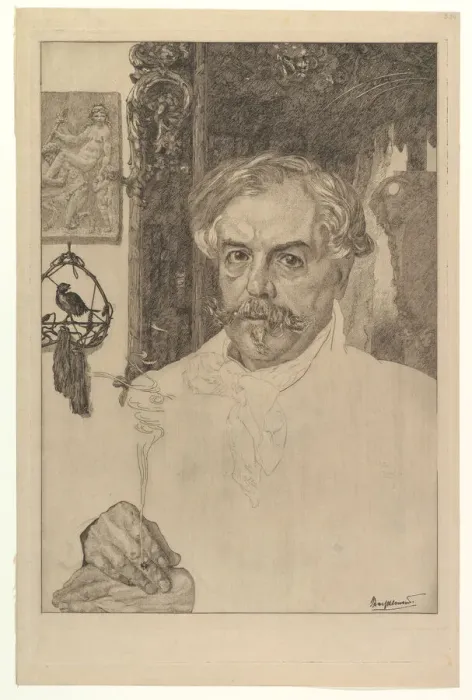 Framed Print : Portrait of Edmond de Goncourt, 1881. Creator: Felix Bracquemond Framed Print : Portrait of Edmond de Goncourt, 1881. Creator: Felix Bracquemond