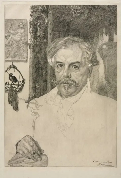 Framed Print : Portrait of Edmond de Goncourt, 1882. Creator: Felix Bracquemond (French, 1833-1914) Framed Print : Portrait of Edmond de Goncourt, 1882. Creator: Felix Bracquemond (French, 1833-1914)