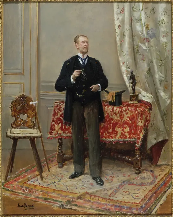 Framed Print : Portrait of Edmond Taigny (1828-1906), historian and collector, c1890. Creator: Jean Beraud Framed Print : Portrait of Edmond Taigny (1828-1906), historian and collector, c1890. Creator: Jean Beraud