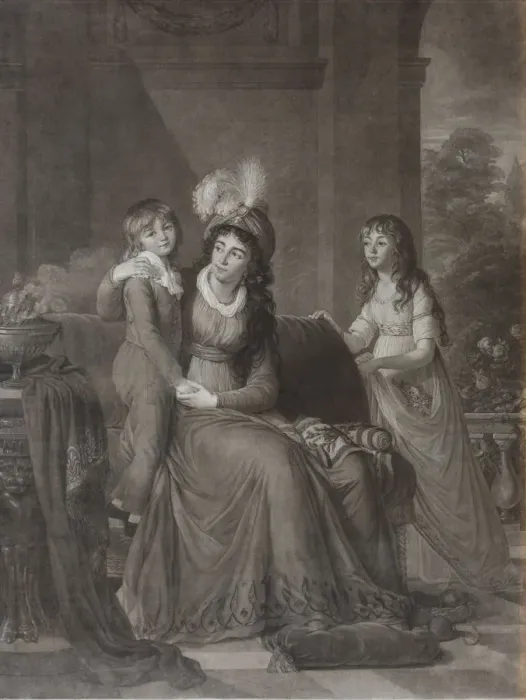 Framed Print : Portrait of Ekaterina Sergeevna Samoylova, nee Trubetskaya (1763-1830) with Children, 1797. Artist: Walker, James (1748-ca. 1808) Framed Print : Portrait of Ekaterina Sergeevna Samoylova, nee Trubetskaya (1763-1830) with Children, 1797. Artist: Walker, James (1748-ca. 1808)