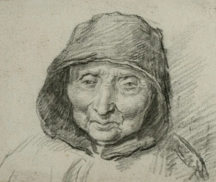 Framed Print : Portrait of an elderly woman, full face, unknown date. Creator: Anon Framed Print : Portrait of an elderly woman, full face, unknown date. Creator: Anon