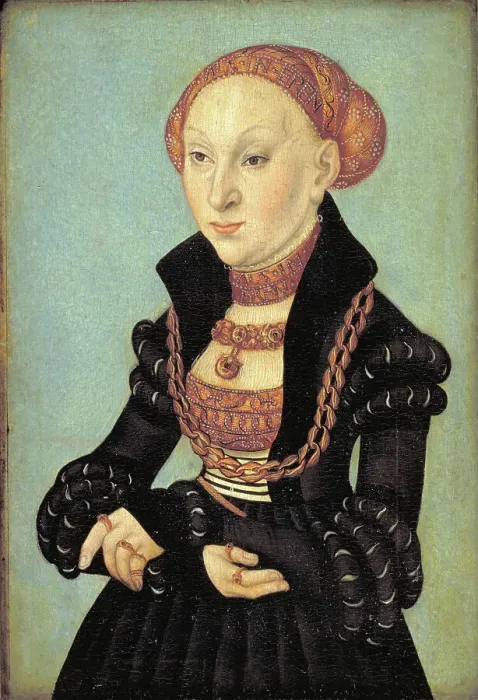 Framed Print : Portrait of the Electress Sibyl of Saxony (1510-1569), 1533. Creator: Lucas Cranach the Elder Framed Print : Portrait of the Electress Sibyl of Saxony (1510-1569), 1533. Creator: Lucas Cranach the Elder