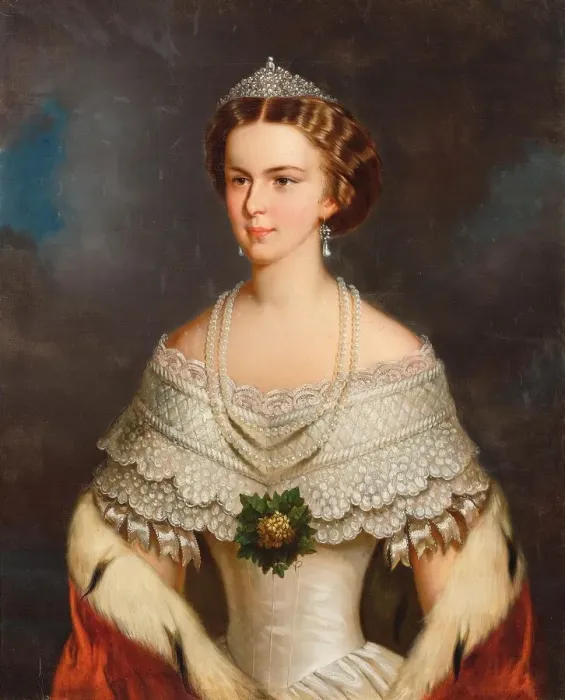 Framed Print : Portrait of Elisabeth of Bavaria, 1854. Creator: Schrotzberg, Franz (1811-1889)