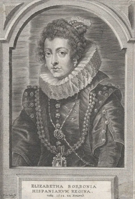 Framed Print : Portrait of Elisabeth of Bourbon, Queen of Spain, ca. 1632-44. Creator: Pieter de Jode II Framed Print : Portrait of Elisabeth of Bourbon, Queen of Spain, ca. 1632-44. Creator: Pieter de Jode II