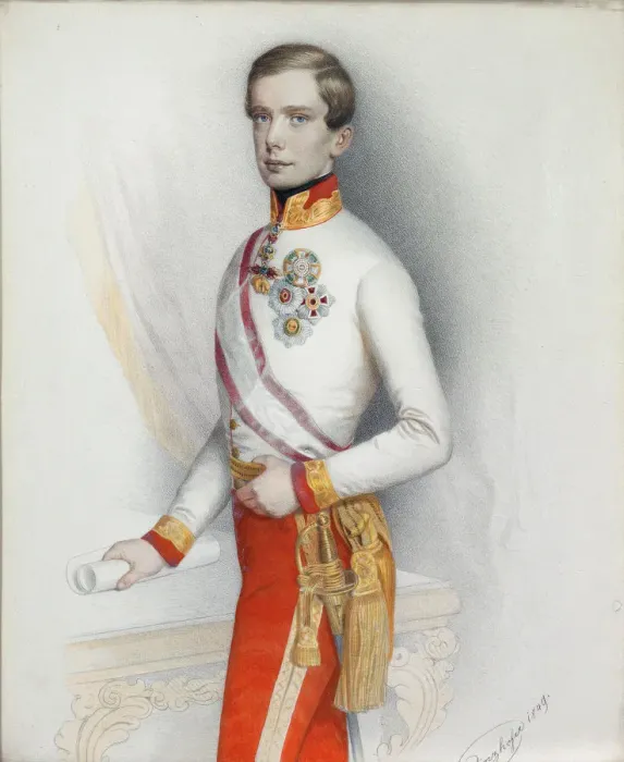 Framed Print : Portrait of Emperor Franz Joseph I of Austria, 1849. Creator: Prinzhofer, August (1817-1885) Framed Print : Portrait of Emperor Franz Joseph I of Austria, 1849. Creator: Prinzhofer, August (1817-1885)