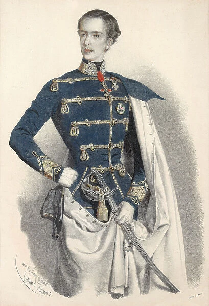 Portrait of Emperor Franz Joseph I of Austria, in Hungarian uniform, c. 1850. Creator: Kaiser