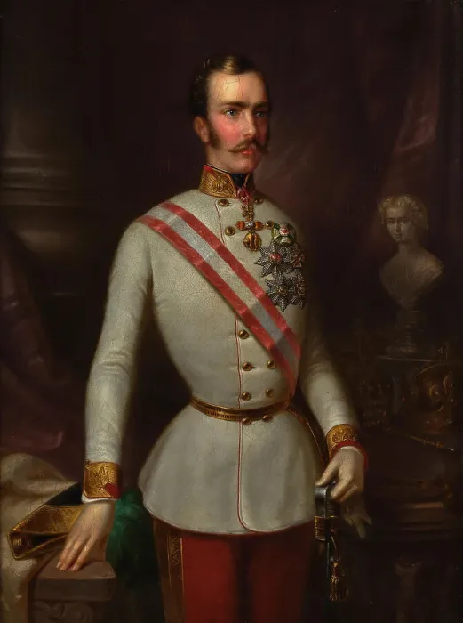 Framed Print : Portrait of Emperor Franz Joseph I of Austria, 1854. Creator: Maschek, Franz (1799-1862)