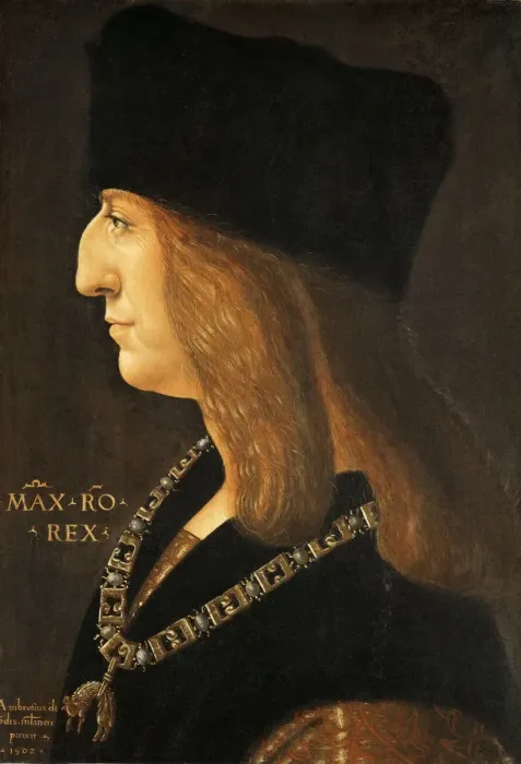 Framed Print : Portrait of Emperor Maximilian I (1459-1519). Artist: De Predis, Giovanni Ambrogio (1455-1509) Framed Print : Portrait of Emperor Maximilian I (1459-1519). Artist: De Predis, Giovanni Ambrogio (1455-1509)