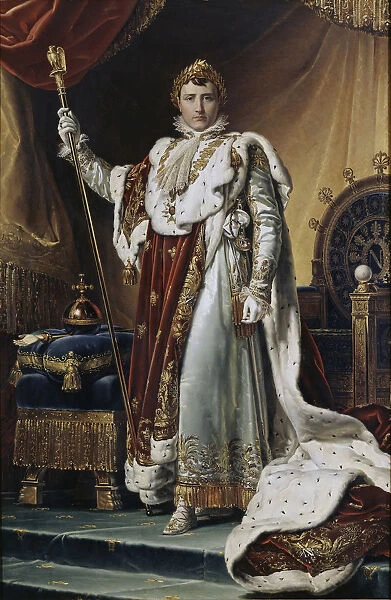 Portrait of Emperor Napoleon I Bonaparte (1769-1821) in his Coronation Robes, ca 1804. Artist: Gerard, Francois Pascal Simon (1770-1837)