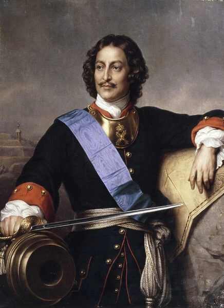 Portrait of Emperor Peter I the Great (1672-1725). Artist: Delaroche, Paul Hippolyte (1797-1856)
