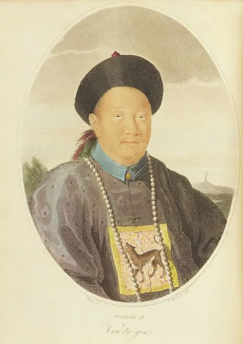 Framed Print : Portrait of Emperor Van Ta Gin, c.1800. Creator: Hickey, Thomas (1741-1824)