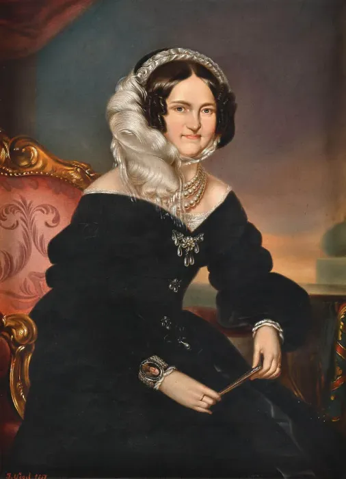 Framed Print : Portrait of Empress Caroline Augusta of Austria (1792-1873), 1857. Creator: Anonymous ()