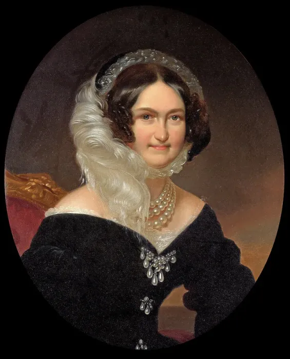 Framed Print : Portrait of Empress Caroline Augusta of Austria (1792-1873), c1864. Creator: Schrotzberg, Franz (1811-1889) Framed Print : Portrait of Empress Caroline Augusta of Austria (1792-1873), c1864. Creator: Schrotzberg, Franz (1811-1889)