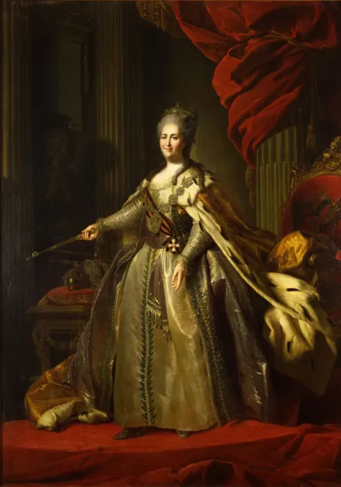 Framed Print : Portrait of Empress Catherine II (1729-1796), 1775-1780. Artist: Rokotov, Fyodor Stepanovich (1735-1808)