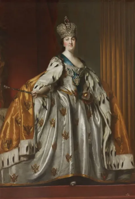 Framed Print : Portrait of Empress Catherine II (1729-1796) in Her Coronation Robes, after 1762. Artist: Erichsen, Vigilius (1722-1782) Framed Print : Portrait of Empress Catherine II (1729-1796) in Her Coronation Robes, after 1762. Artist: Erichsen, Vigilius (1722-1782)