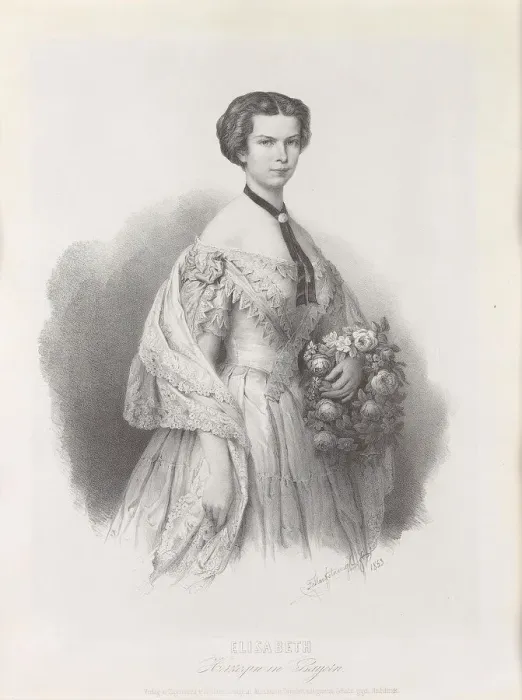 Framed Print : Portrait of Empress Elisabeth of Austria, 1853. Creator: Hanfstaengl, Franz (1804-1877) Framed Print : Portrait of Empress Elisabeth of Austria, 1853. Creator: Hanfstaengl, Franz (1804-1877)