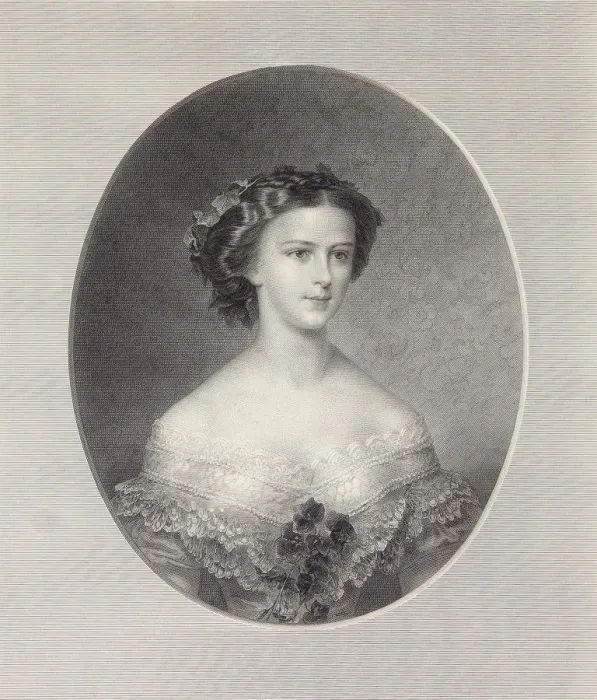Framed Print : Portrait of Empress Elisabeth of Austria, ca 1855. Creator: Stober, Franz Xaver (1795-1858) Framed Print : Portrait of Empress Elisabeth of Austria, ca 1855. Creator: Stober, Franz Xaver (1795-1858)
