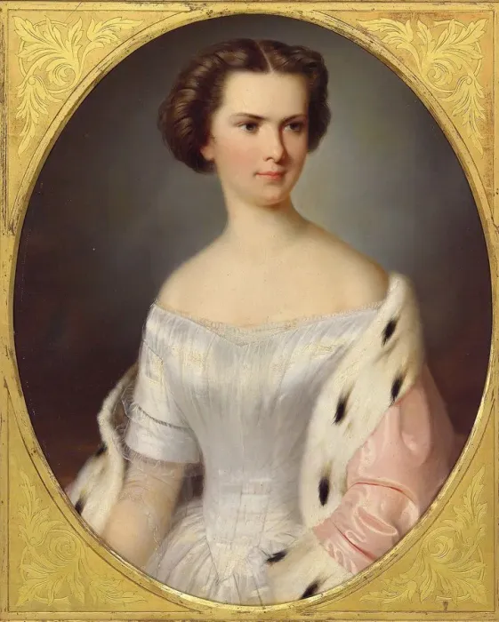 Framed Print : Portrait of Empress Elisabeth of Austria, ca 1855. Creator: Anonymous