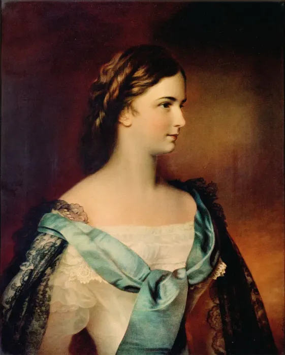 Framed Print : Portrait of Empress Elisabeth of Austria. Creator: Schrotzberg, Franz (1811-1889)