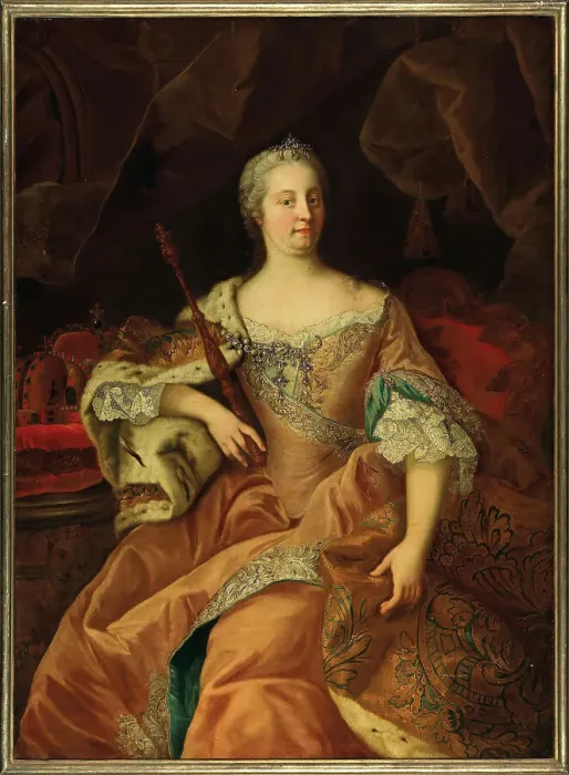 Framed Print : Portrait of Empress Maria Theresia (1717-1780), as Queen of Hungary and Bohemia. Creator: Mijtens (Meytens), Martin van, the Younger (1695-1770) Framed Print : Portrait of Empress Maria Theresia (1717-1780), as Queen of Hungary and Bohemia. Creator: Mijtens (Meytens), Martin van, the Younger (1695-1770)