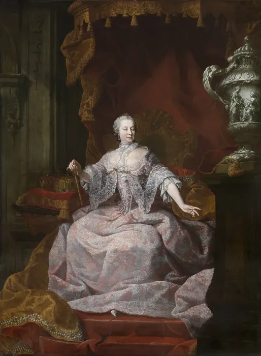 Framed Print : Portrait of Empress Maria Theresia of Austria (1717-1780), 1750s. Artist: Visch, Matthias de (1702-1765) Framed Print : Portrait of Empress Maria Theresia of Austria (1717-1780), 1750s. Artist: Visch, Matthias de (1702-1765)