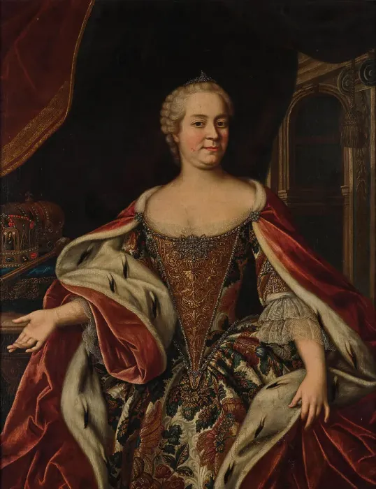 Framed Print : Portrait of Empress Maria Theresia of Austria (1717-1780). Creator: Van Loo, Carle (1705-1765) Framed Print : Portrait of Empress Maria Theresia of Austria (1717-1780). Creator: Van Loo, Carle (1705-1765)