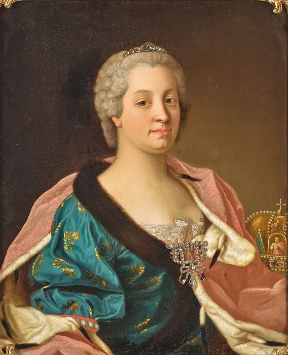 Framed Print : Portrait of Empress Maria Theresia of Austria (1717-1780) with the Holy Crown of Hungary. Creator: Liotard, Jean-Étienne (1702-1789) Framed Print : Portrait of Empress Maria Theresia of Austria (1717-1780) with the Holy Crown of Hungary. Creator: Liotard, Jean-Étienne (1702-1789)