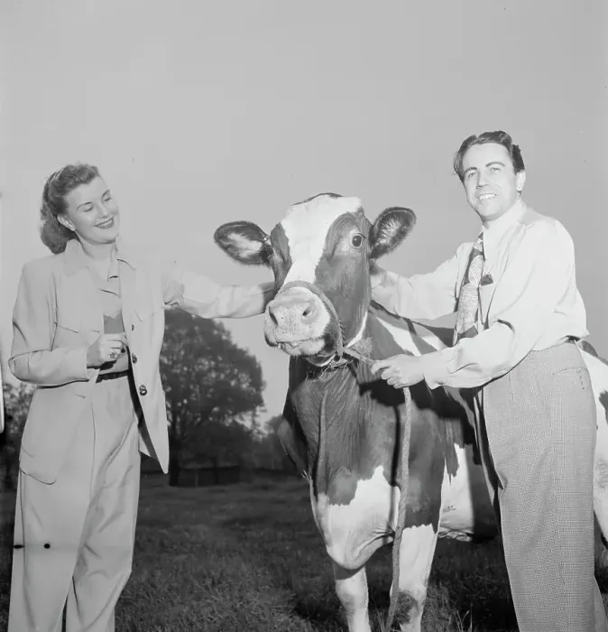 Framed Print : Portrait of Enric Madriguera and Patricia Gilmore on their farm, Connecticut, ca. June 1947. Creator: William Paul Gottlieb Framed Print : Portrait of Enric Madriguera and Patricia Gilmore on their farm, Connecticut, ca. June 1947. Creator: William Paul Gottlieb