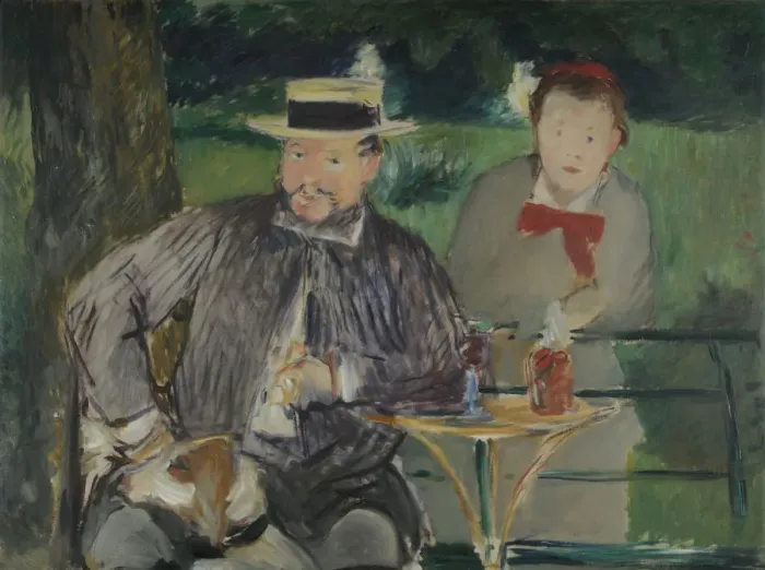 Framed Print : Portrait of Ernest Hoschede with his Daughter Marthe, c. 1876. Artist: Manet, Edouard (1832-1883) Framed Print : Portrait of Ernest Hoschede with his Daughter Marthe, c. 1876. Artist: Manet, Edouard (1832-1883)