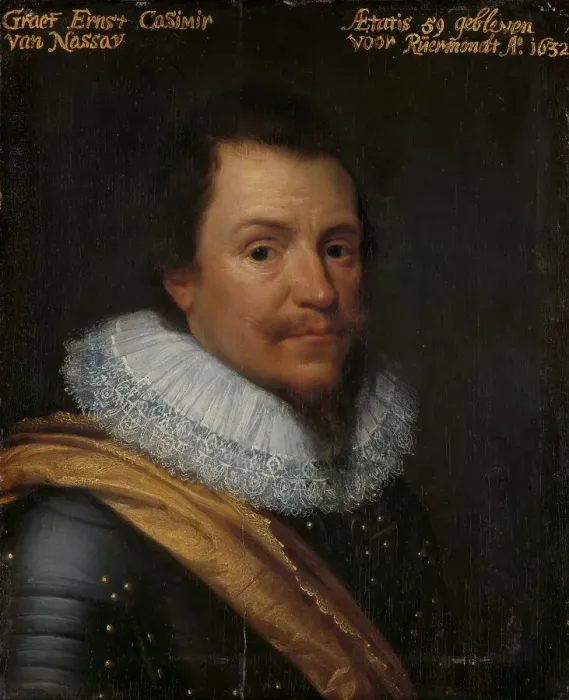 Framed Print : Portrait of Ernst Casimir (1573-1632), Count of Nassau-Dietz, c.1623-c.1633. Creator: Workshop of Michiel Jansz van Mierevelt Framed Print : Portrait of Ernst Casimir (1573-1632), Count of Nassau-Dietz, c.1623-c.1633. Creator: Workshop of Michiel Jansz van Mierevelt