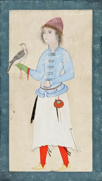 Framed Print : Portrait of a Falconer Holding a Hawk on Gloved Right Hand (image 2 of 2), Late 16th century. Creator: Unknown Framed Print : Portrait of a Falconer Holding a Hawk on Gloved Right Hand (image 2 of 2), Late 16th century. Creator: Unknown