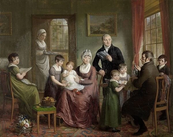 Portrait of the Family of Adrianus Bonebakker with Dirk L. Bennewitz, 1809. Creator: Adriaan De Lelie
