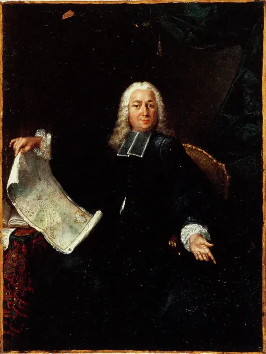 Framed Print : Portrait of Father Jean de Lagrive (1689-1757), geographer and engraver, c1740. Creator: Unknown