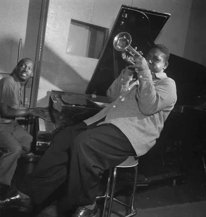 Framed Print : Portrait of Fats Navarro and Tadd Dameron, New York, N.Y. 1946. Creator: William Paul Gottlieb Framed Print : Portrait of Fats Navarro and Tadd Dameron, New York, N.Y. 1946. Creator: William Paul Gottlieb