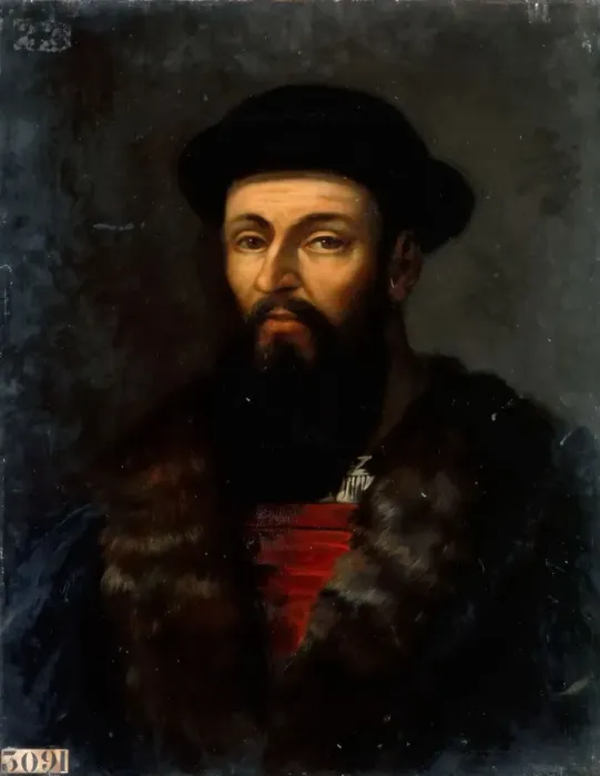 Framed Print : Portrait of Ferdinand Magellan (1470-1521). Artist: Lariviere, Charles-Philippe (1798-1876) Framed Print : Portrait of Ferdinand Magellan (1470-1521). Artist: Lariviere, Charles-Philippe (1798-1876)