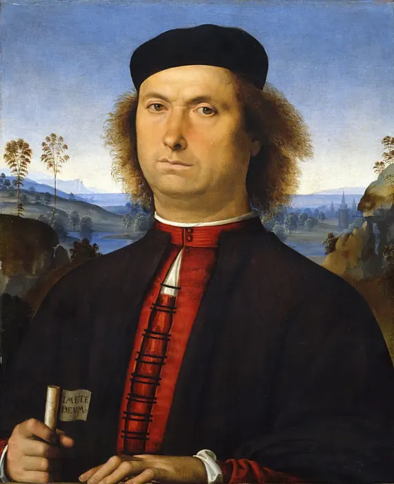 Framed Print : Portrait of Francesco delle Opere, 1494. Artist: Perugino (ca. 1450-1523) Framed Print : Portrait of Francesco delle Opere, 1494. Artist: Perugino (ca. 1450-1523)