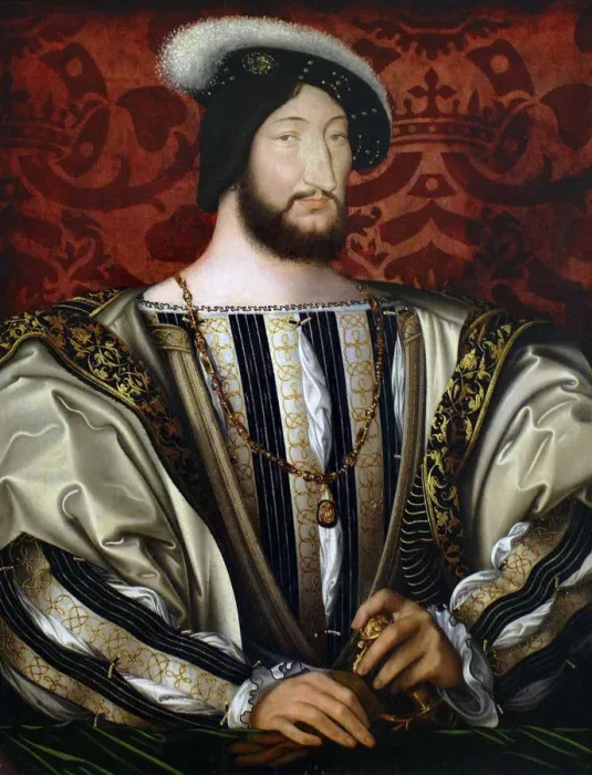 Framed Print : Portrait of Francis I (1494-1547), King of France, Duke of Brittany, Count of Provence, ca 1530. Artist: Clouet, Jean (c. 1485-1541)