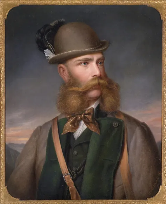 Framed Print : Portrait of Franz Joseph I of Austria in Hunting Dress, 1877. Artist: Mahlknecht, Edmund (1820-1903) Framed Print : Portrait of Franz Joseph I of Austria in Hunting Dress, 1877. Artist: Mahlknecht, Edmund (1820-1903)