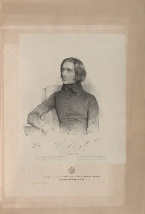 Framed Print : Portrait of Franz Liszt (1811-1886), 1838. Creator: Kriehuber, Josef (1800-1876) Framed Print : Portrait of Franz Liszt (1811-1886), 1838. Creator: Kriehuber, Josef (1800-1876)