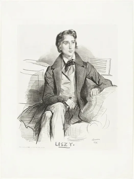 Framed Print : Portrait of Franz Liszt, published August 1832. Creator: Achille Deveria Framed Print : Portrait of Franz Liszt, published August 1832. Creator: Achille Deveria