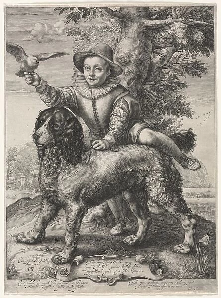 Portrait of Frederick de Vries and His Dog, 1597. Creator: Hendrick Goltzius (Dutch, 1558-1617)