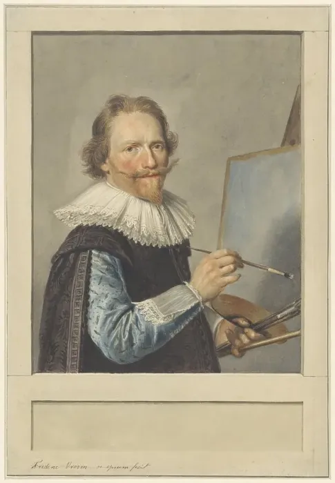 Framed Print : Portrait of Frederik Hendricksz. Vroom in front of his easel, 1610-1717. Creator: Anon Framed Print : Portrait of Frederik Hendricksz. Vroom in front of his easel, 1610-1717. Creator: Anon