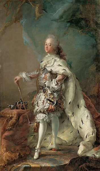 Portrait of Frederik V in Anointment Robe, 1748-1751. Creator: Carl Gustaf Pilo