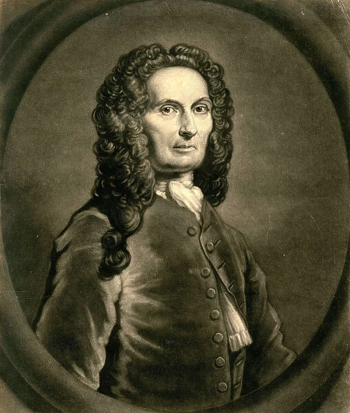 Portrait of French mathematician Abraham de Moivre (1667-1754), 1736. Artist: Faber, John (c. 1695-1756)
