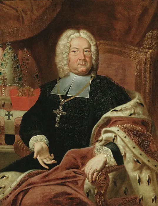 Framed Print : Portrait of Friedrich Karl von Schönborn (1674-1746), Prince-Bishop of Würzburg and... 18th century Creator: Anonymous Framed Print : Portrait of Friedrich Karl von Schönborn (1674-1746), Prince-Bishop of Würzburg and... 18th century Creator: Anonymous